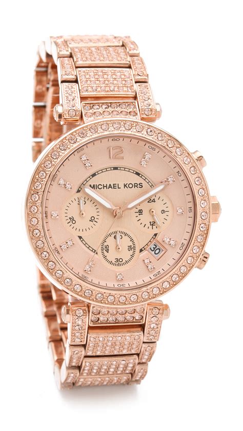 michael kors parker rose glitz chronograph ladies watch|Michael Kors parker rose watch.